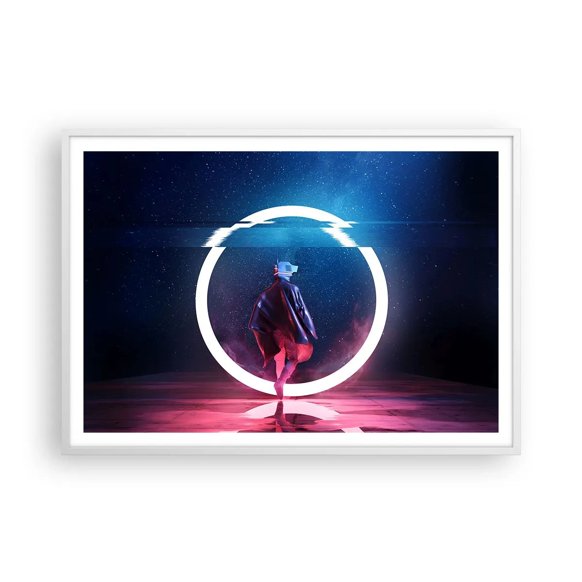 Affisch i vit ram - Mellan världar - 100x70 cm