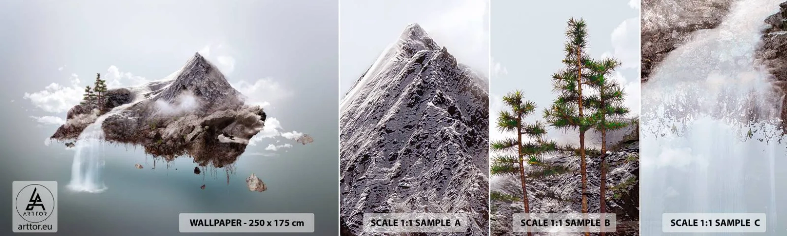 Provbit av självhäftande fototapet Deluxe Sticker - Med surrealistens öga - Abstraktion, Fantasi, Ö - 100x30 cm