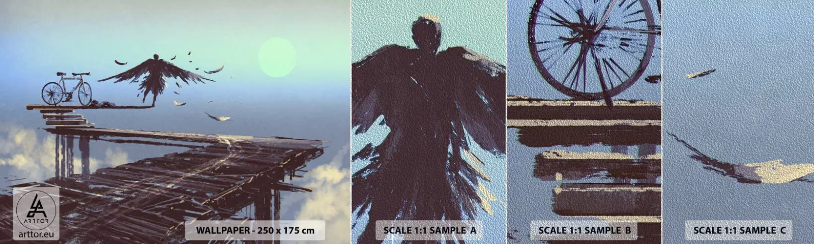 Provbit av fototapet Premium Sand - Ikaros lever än - Abstraktion, Ikaros, Cykel - 100x30 cm