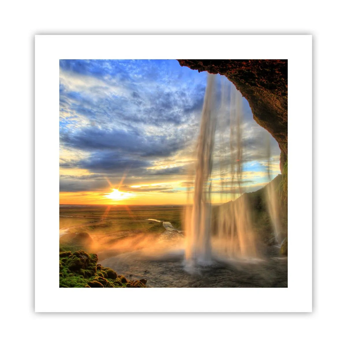 Affisch - Världen bakom ridå av droppar - 40x40 cm