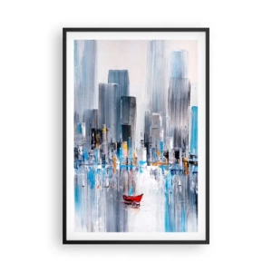 Affisch i svart ram - Metropolis vid bukten - 61x91 cm