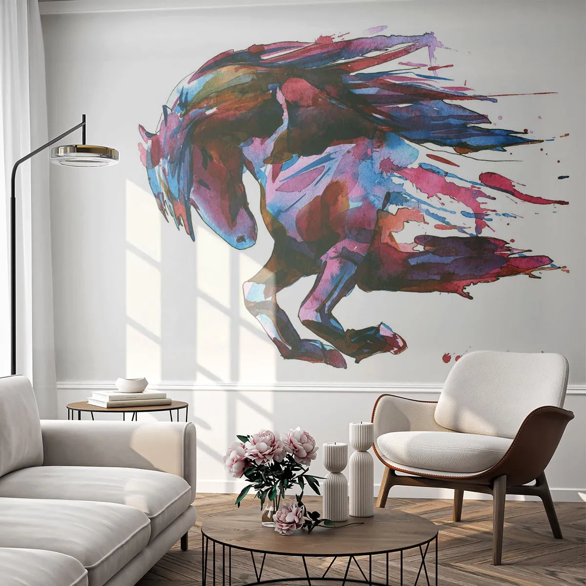 Självhäftande Fototapet Deluxe Sticker - I extas - Djur, Abstraktion, Häst - 250x175 cm