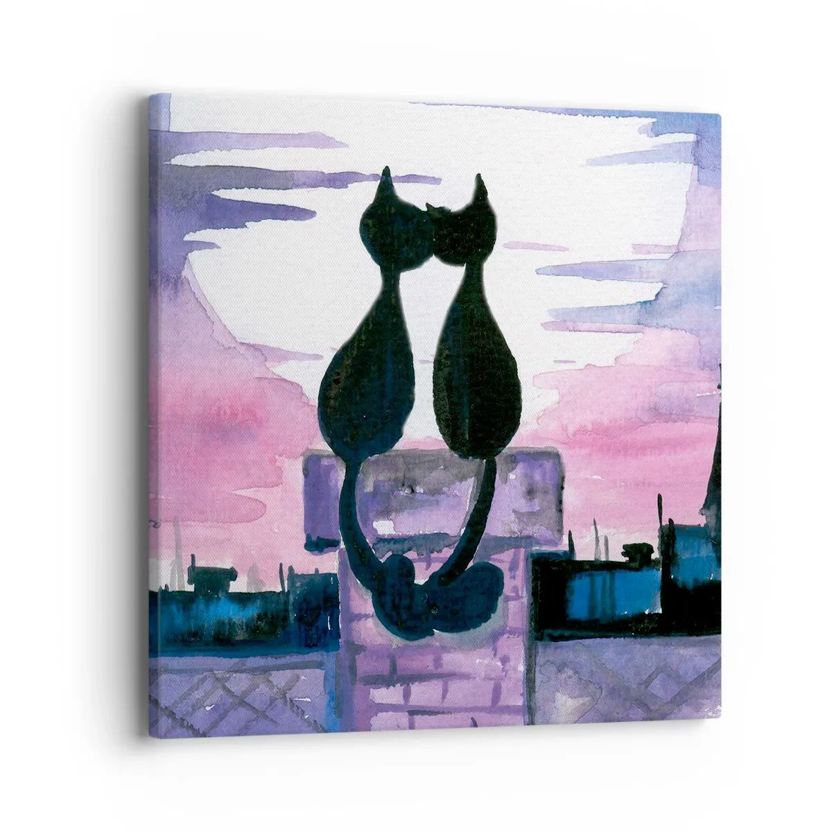 Canvastavla - Bild på duk - Rendez-vous under månen - 40x40 cm