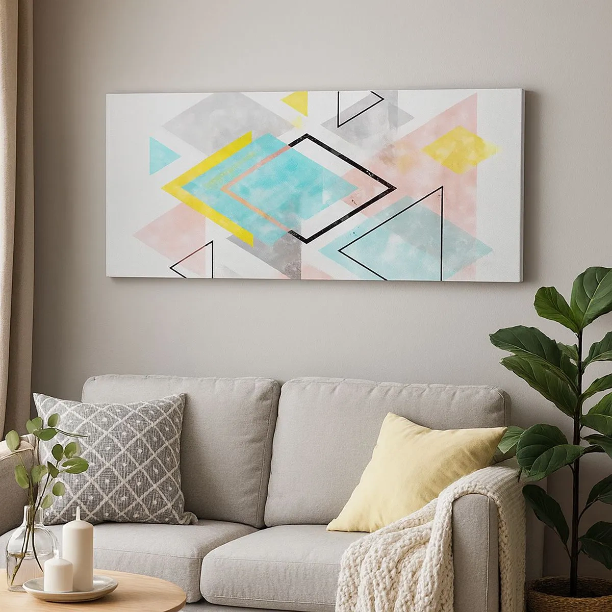 Canvastavla - Bild på duk - Geometriskt spel - 100x40 cm
