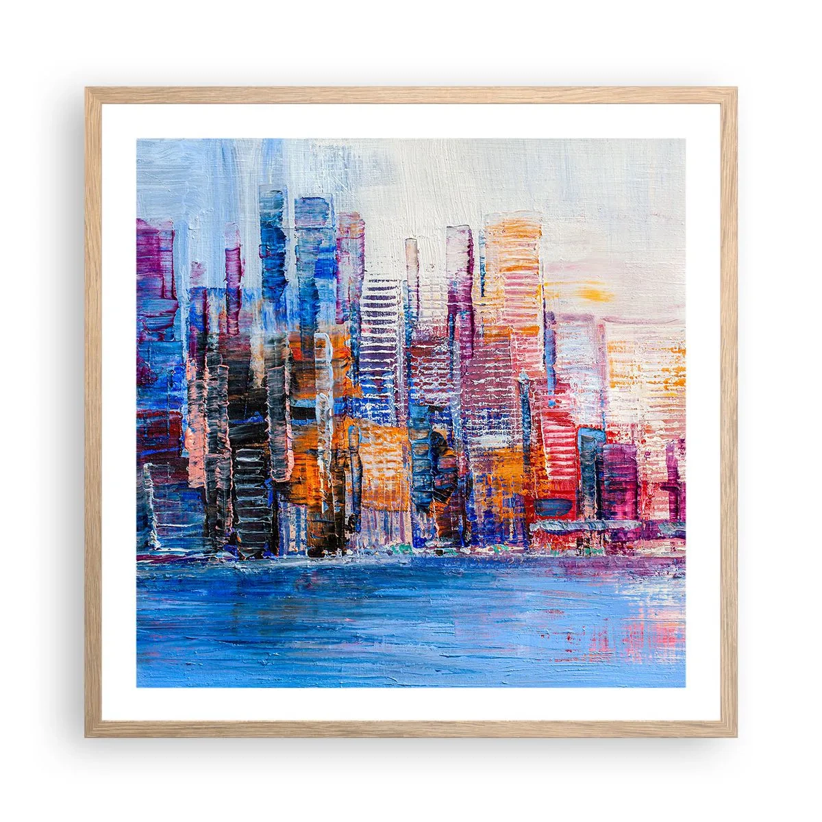 Affisch i ram av ljusek - En glädjefylld metropol - 60x60 cm