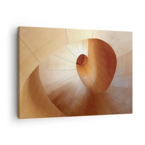 Canvastavla - Bild på duk - Abstrakt spiral i nyanser av trä och ljusbrunt - 70x50cm - Arkitektonisk serpentin - Modern väggdekoration för vardagsrum och sovrum ARTTOR