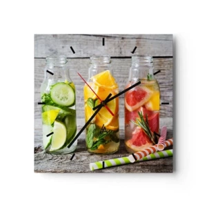 Väggklocka - Klocka på glas - Hälsa ur naturen - 30x30 cm