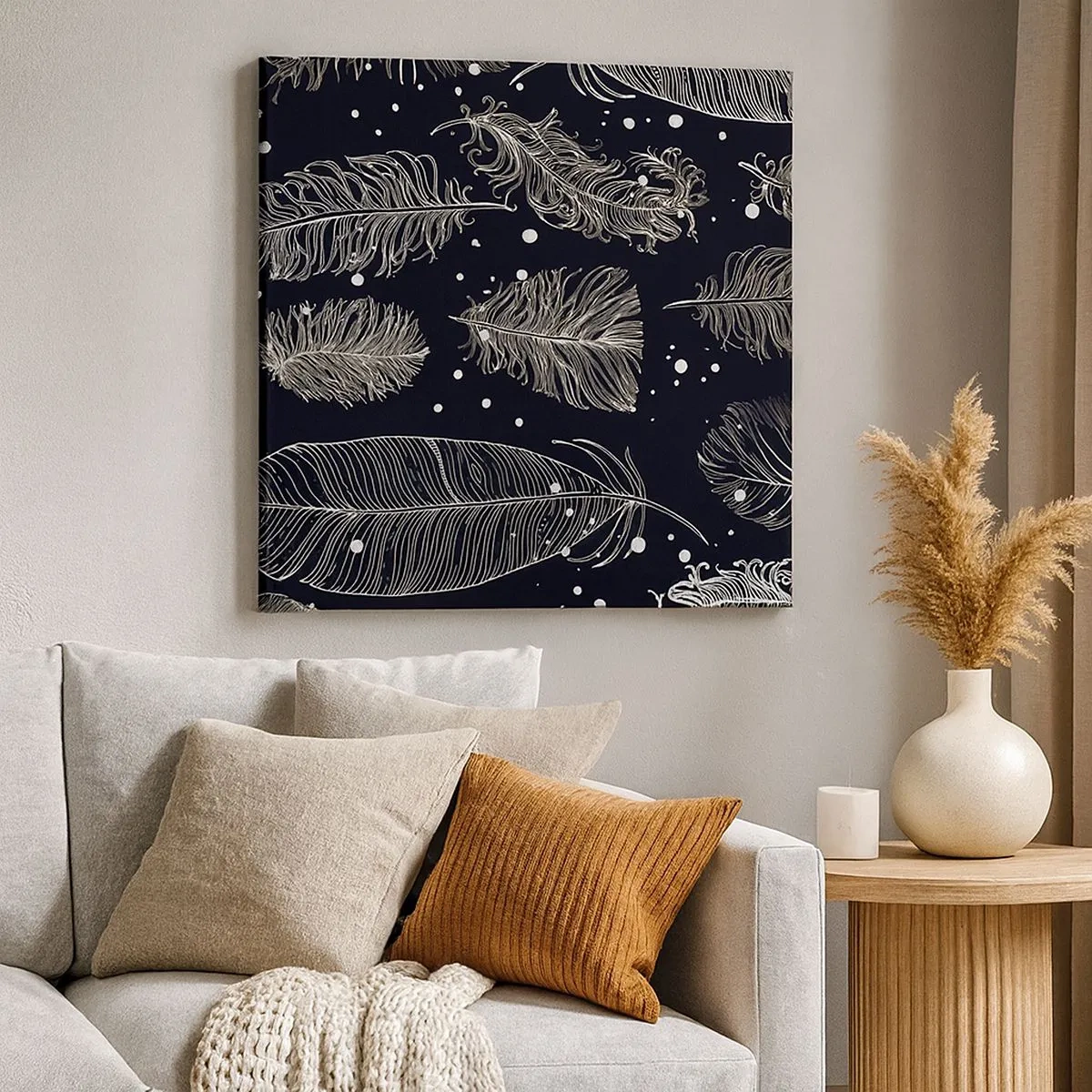 Canvastavla - Bild på duk - Fjäderspets - 30x30 cm