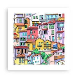 Affisch - Gladlynt stad - 40x40 cm
