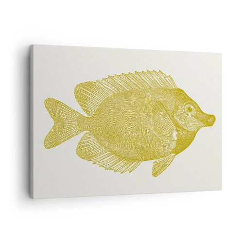Canvastavla - Bild på duk - Vintage guldfisk på en ljus bakgrund - 70x50cm - Fisk och det är allt - Modern väggdekoration för vardagsrum och sovrum ARTTOR