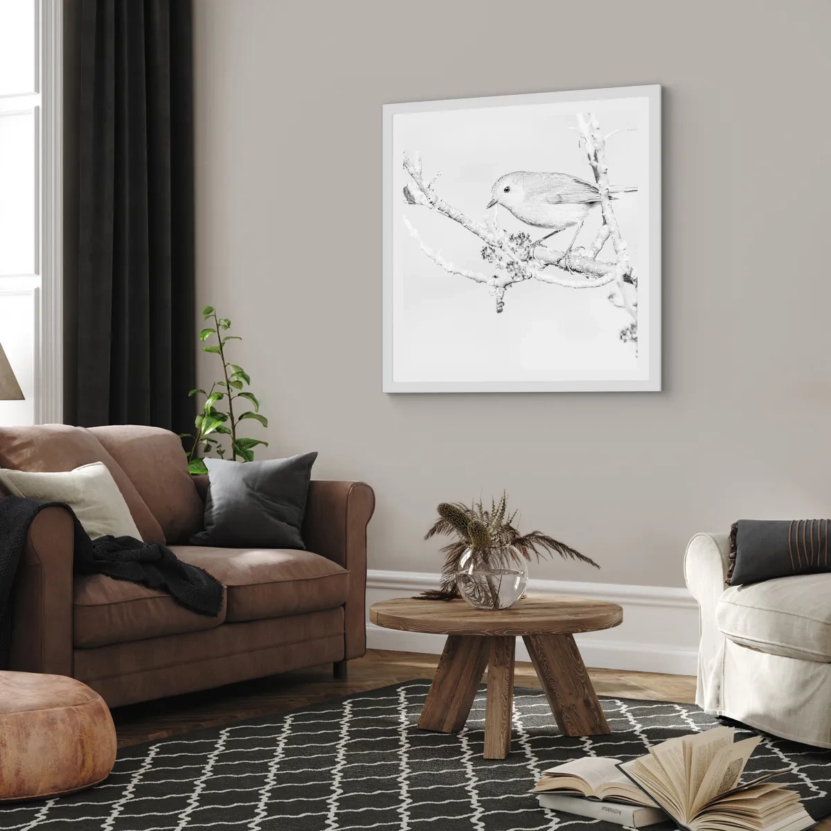 Affisch i vit ram - Vintermorgon - 60x60 cm