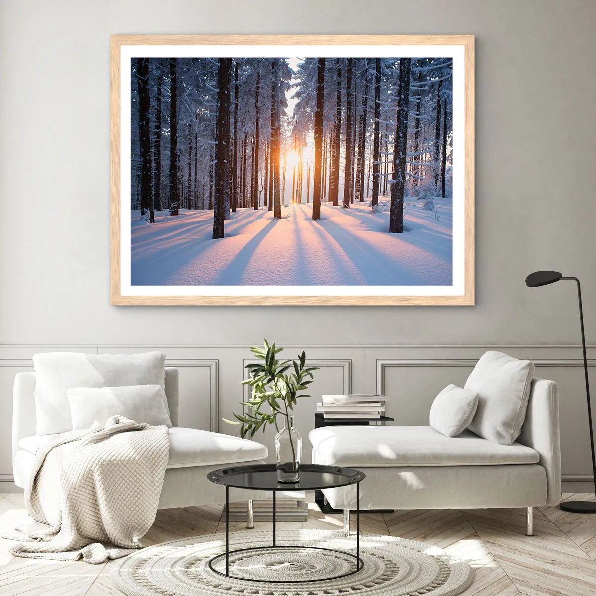 Affisch i ram av ljusek - Tydligt svart på vitt - 100x70 cm