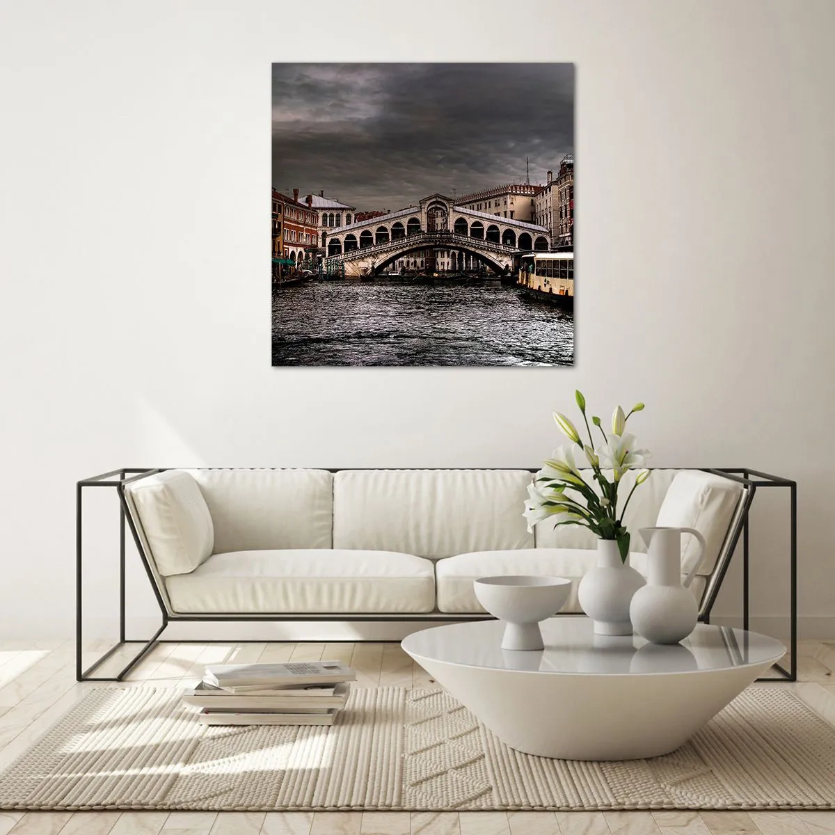 Glastavla - Bild på glas - Ett löfte om en kväll i Venedig - 30x30 cm