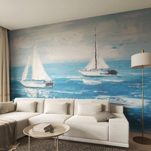 Självhäftande Fototapet Deluxe Sticker - Med en vän vid din sida - Landskap, Segelbåtar, Nautisk - 400x280 cm