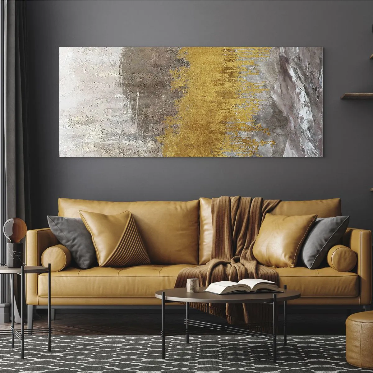 Glastavla - Bild på glas - En gyllene explosion - 100x40 cm