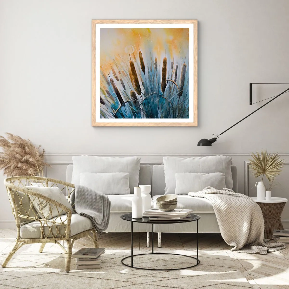 Affisch i ram av ljusek - Vattnets kyla, solens hetta - 60x60 cm