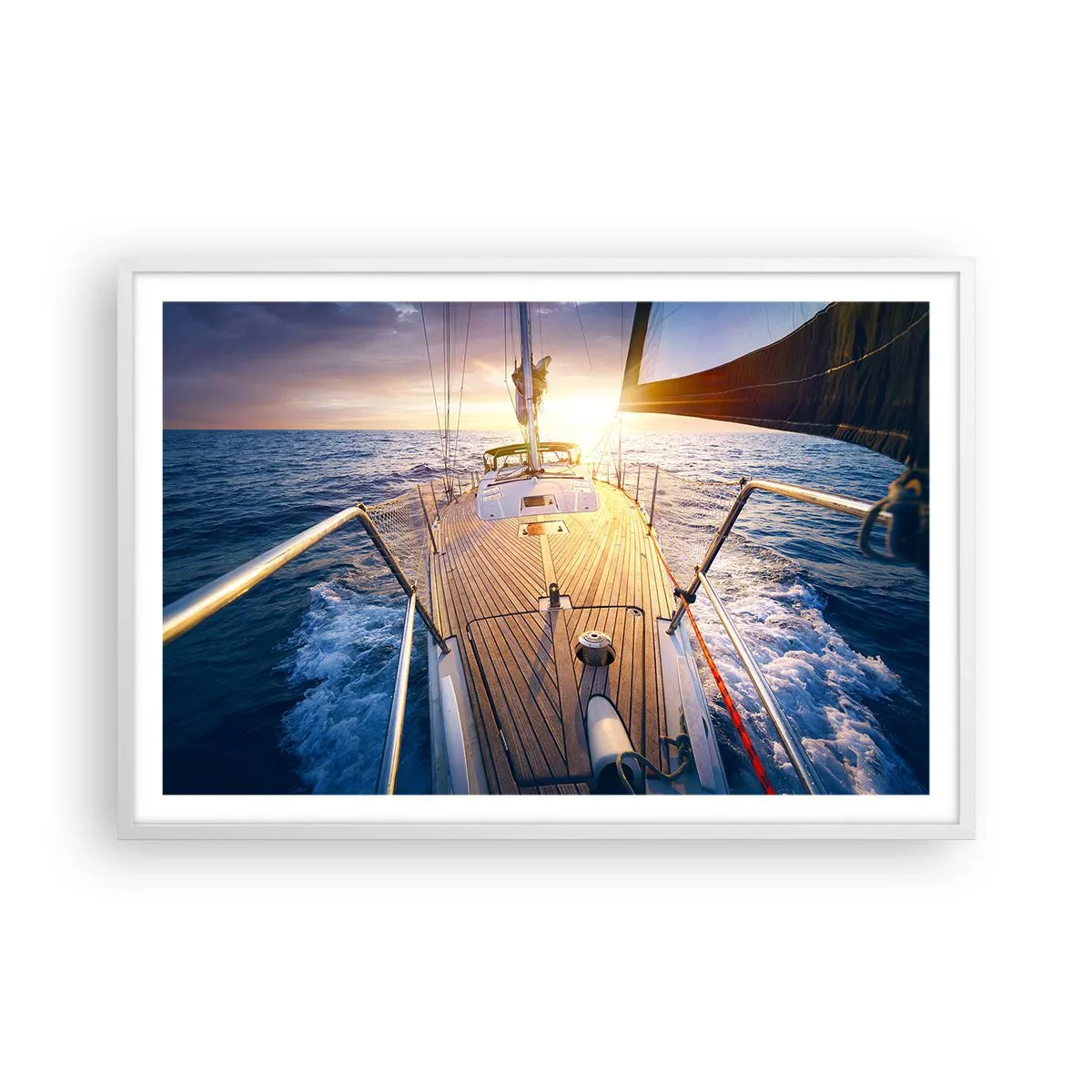 Affisch i vit ram - Springa på vågorna - 91x61 cm