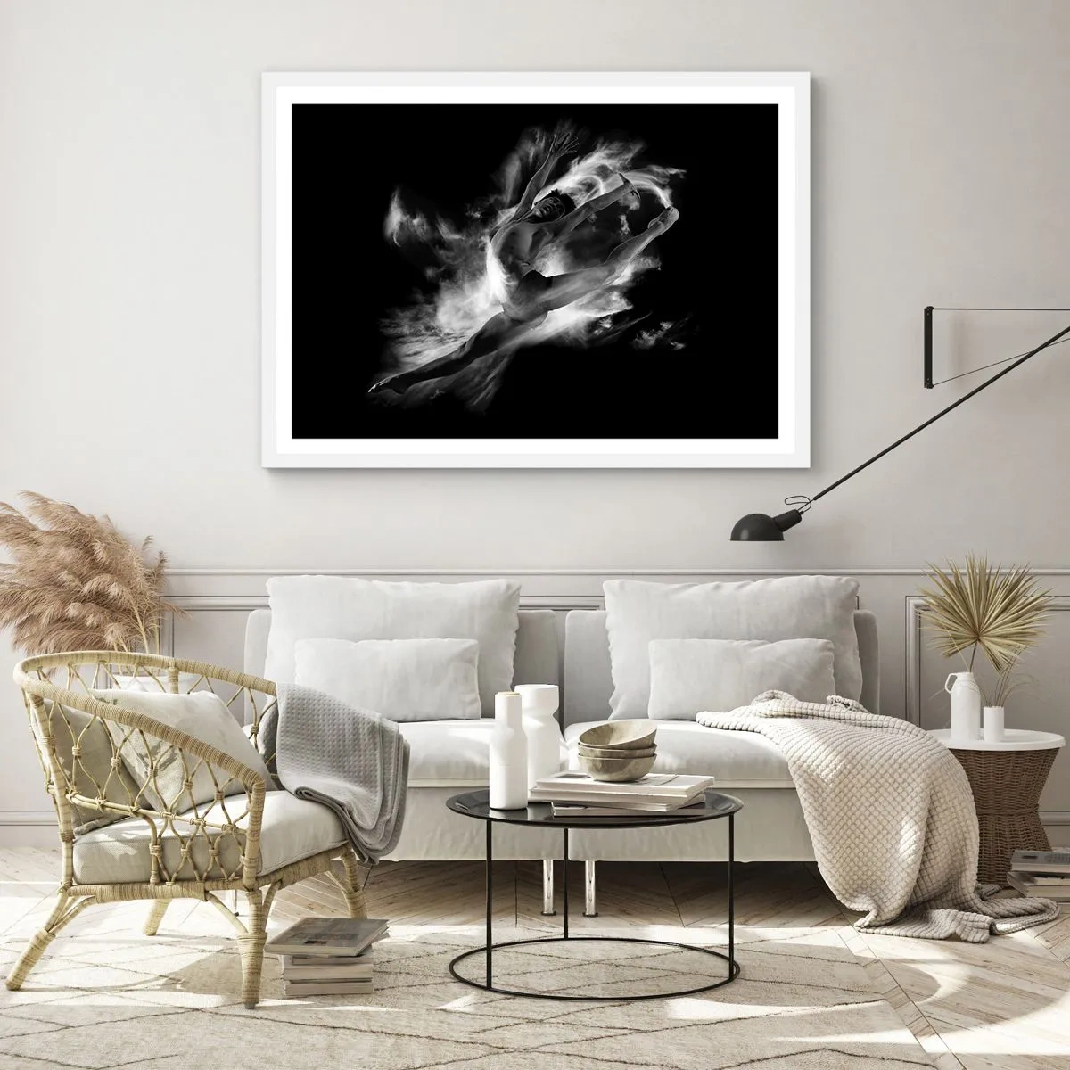 Affisch i vit ram - Fångad i luften - 100x70 cm