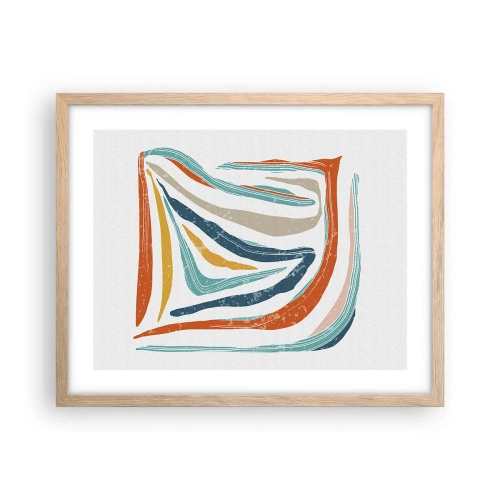 Affisch i ram av ljusek - Vänligt leende abstraktion - 50x40 cm