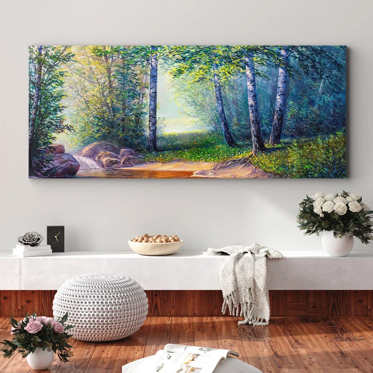 Canvastavla - Bild på duk - Idyllisk vy - 160x50 cm