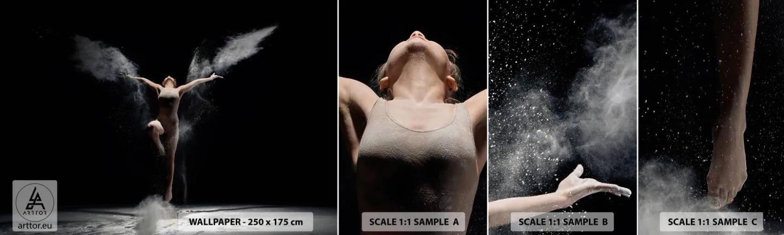 Provbit av självhäftande fototapet Deluxe Sticker - Alverna finns - Abstraktion, Dansare, Gymnast - 100x30 cm