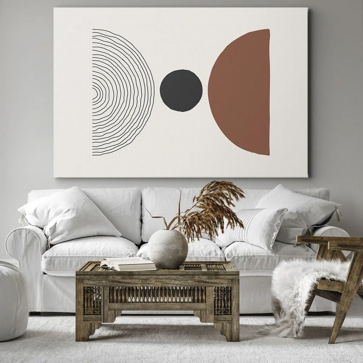 Canvastavla - Bild på duk - Abstrakta geometriska figurer i varma färger - 70x50cm - I fokus - Modern väggdekoration för vardagsrum och sovrum ARTTOR