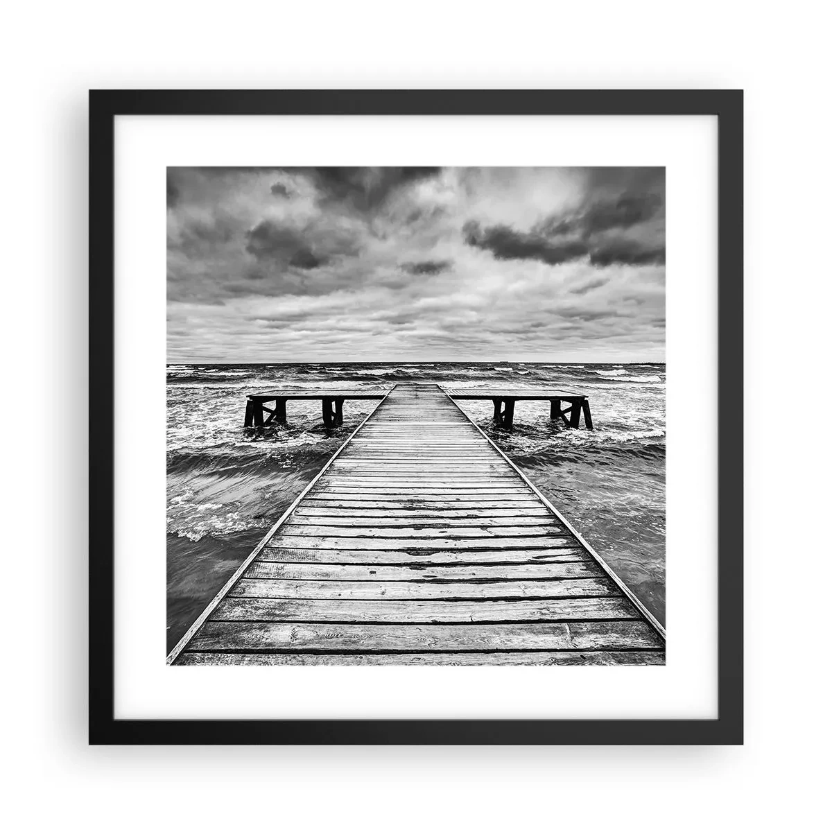 Affisch i svart ram - Jag väntar på vind som blåser bort... - 40x40 cm