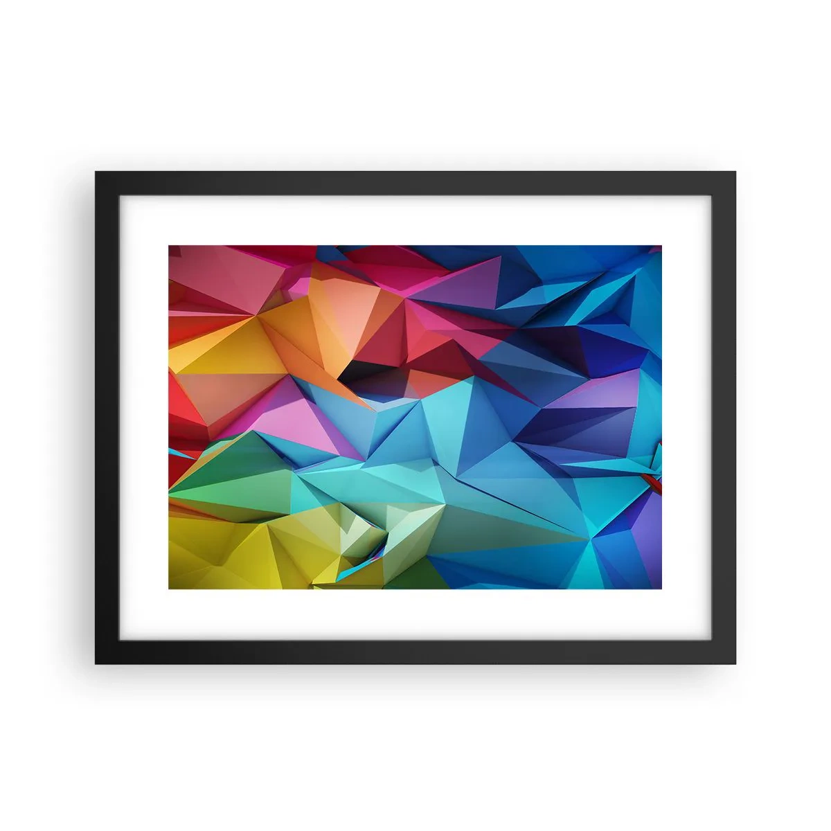 Affisch i svart ram - Regnbågsorigami - 40x30 cm