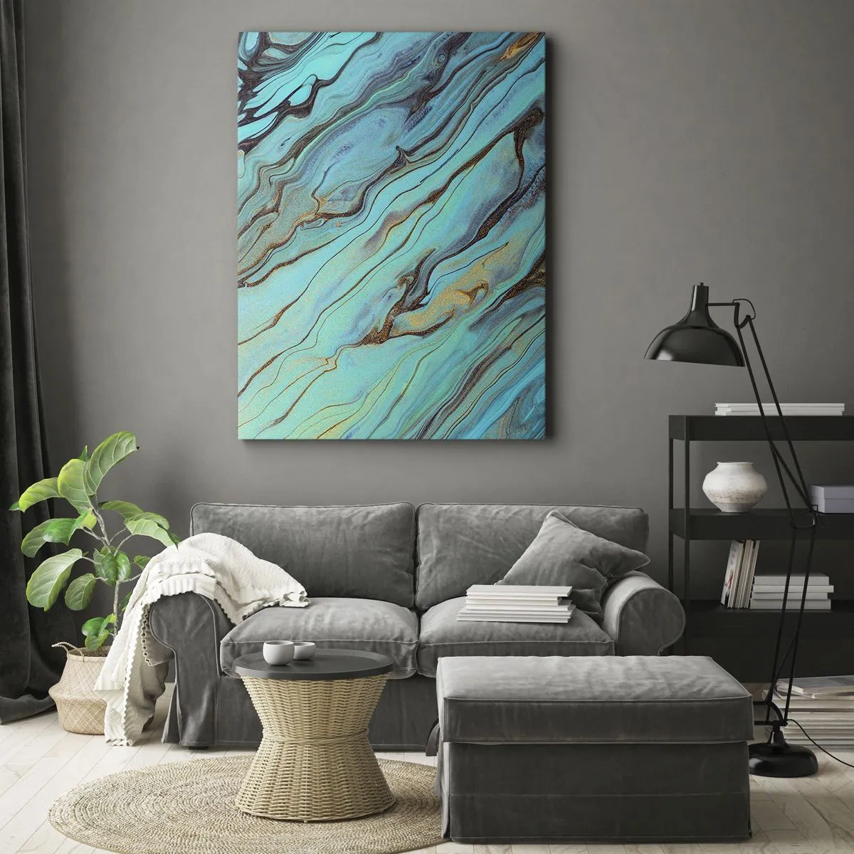 Canvastavla - Bild på duk - Turkost tidvatten - 45x80 cm