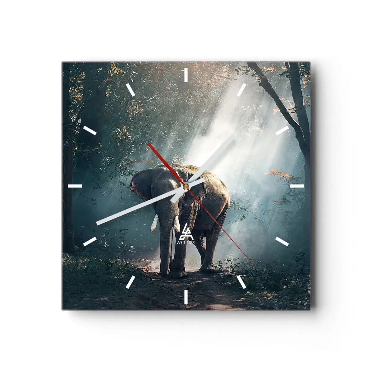 Väggklocka - Klocka på glas - Lugn promenad - 40x40 cm