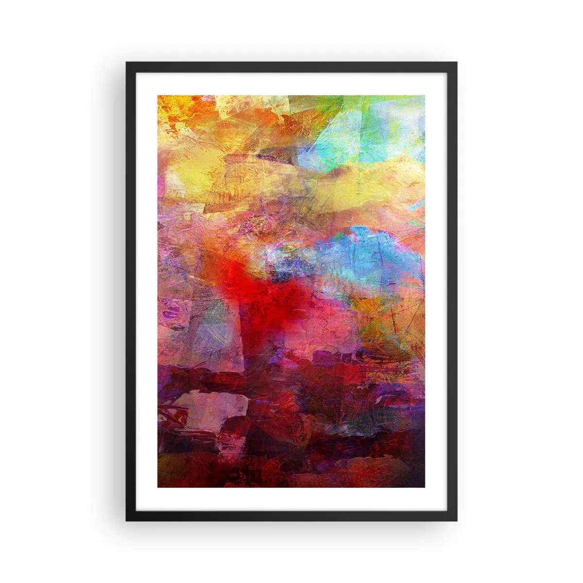 Affisch i svart ram - Abstrakta kompositioner fulla av färger och dynamik - 50x70cm - Titta in i regnbågen - Modern väggdekoration för vardagsrum och sovrum ARTTOR