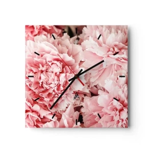 Väggklocka - Klocka på glas - Rosa dröm - 40x40 cm