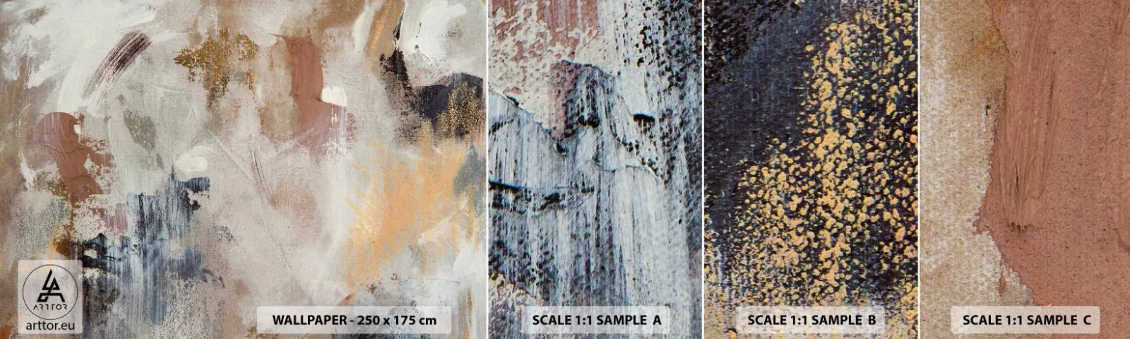 Provbit av självhäftande fototapet Deluxe Sticker - Dimmig abstraktion - Bit, Abstraktion, Minimalism - 100x30 cm