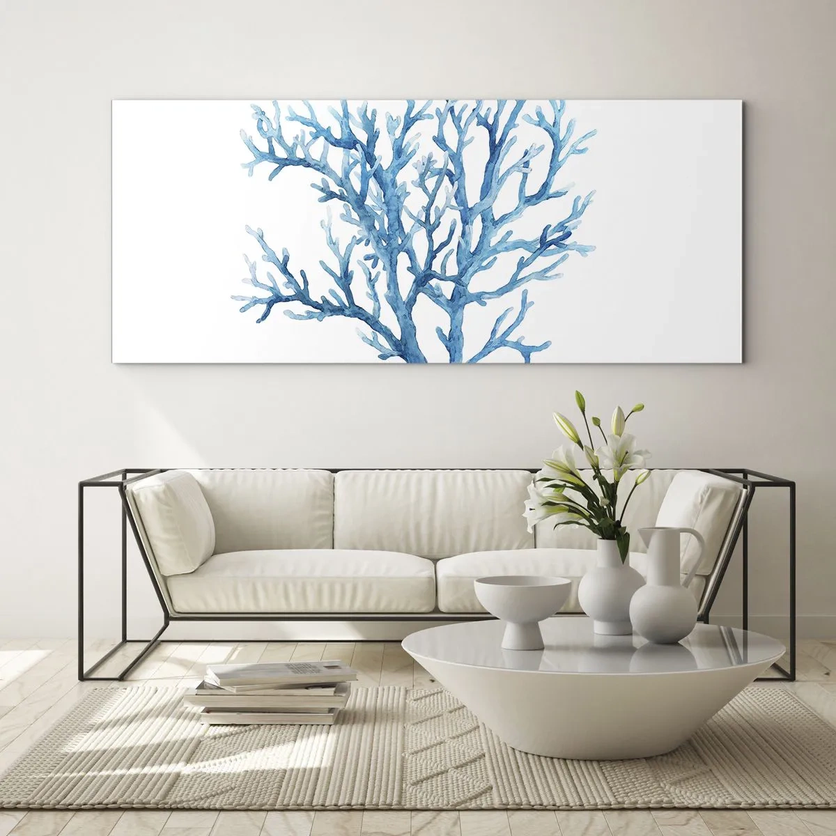 Glastavla - Bild på glas - Marin filigran - 160x50 cm