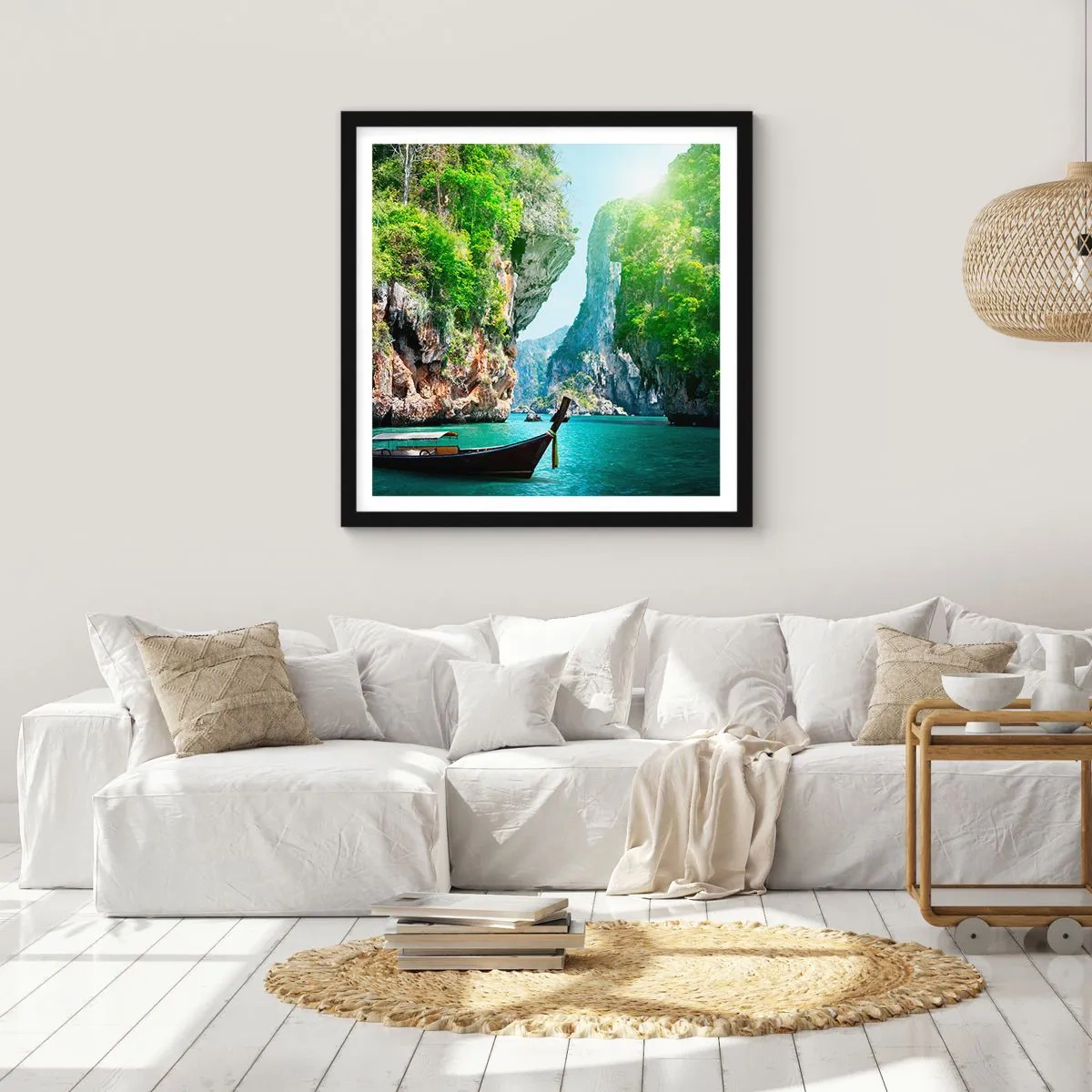 Affisch i svart ram - Inbjudan till exotisk resa - 40x40 cm