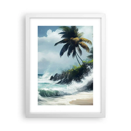 Affisch i vit ram - På en tropisk strand - 30x40 cm