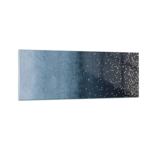 Glastavla - Bild på glas - Komposition – blåa faser - 140x50 cm