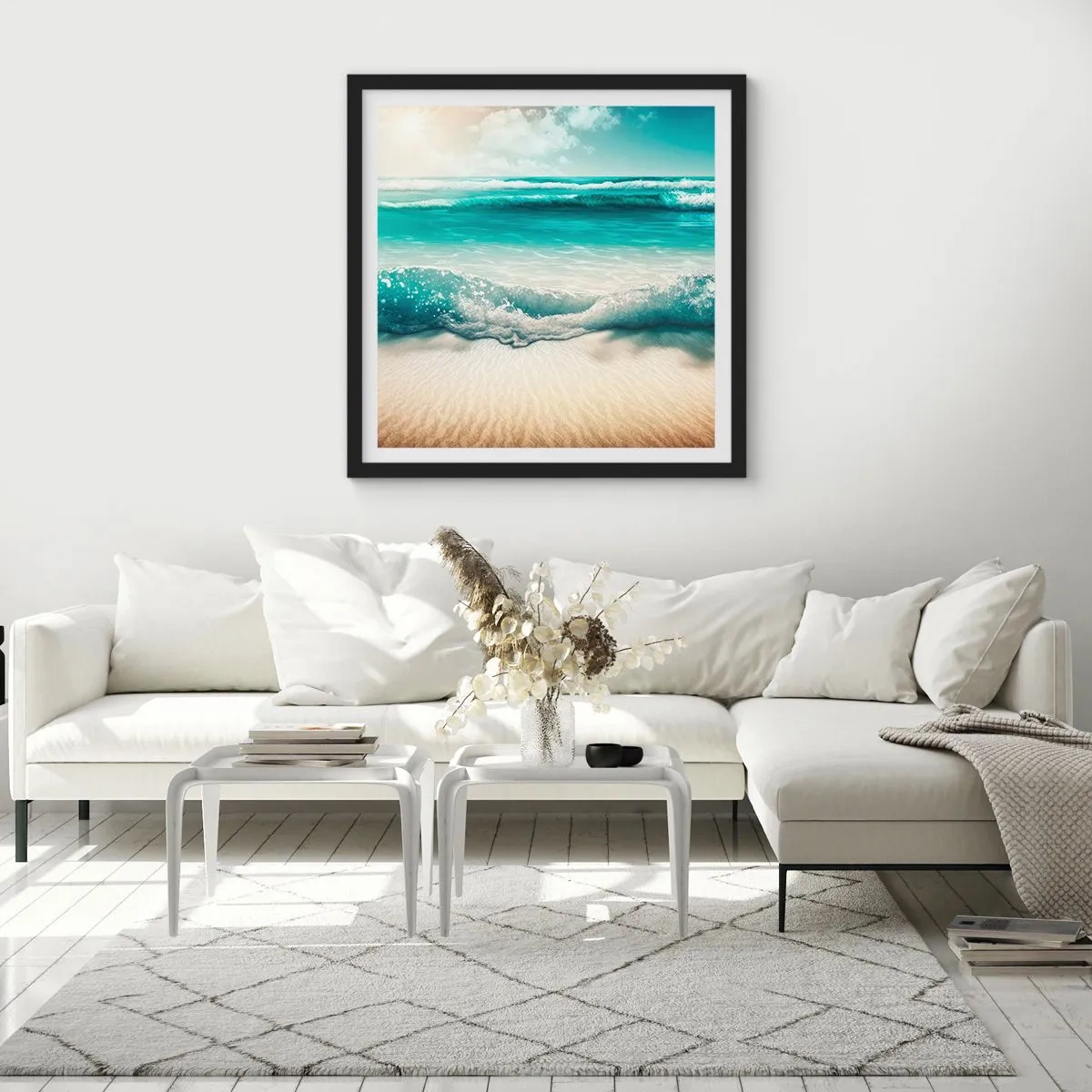 Affisch i svart ram - Lugnet i havet - 30x30 cm