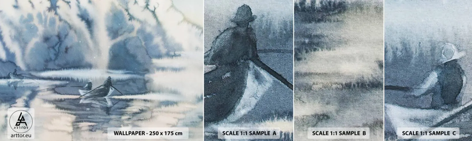 Fototapet Prov Standard Eco - Sportfiskare i sitt paradis - Abstraktion, Sjö, Fiske - 100x30 cm