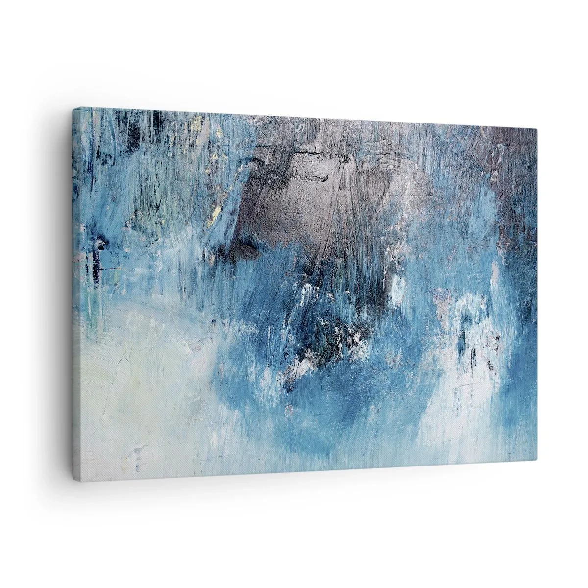 Canvastavla - Bild på duk - Abstrakta penseldrag i nyanser av blått - 70x50cm - Blå rapsodi - Modern väggdekoration för vardagsrum och sovrum ARTTOR