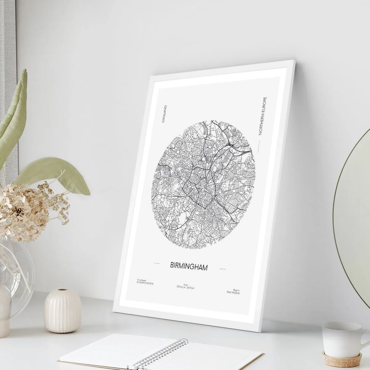 Affisch i vit ram - Birminghams anatomi - 70x100 cm