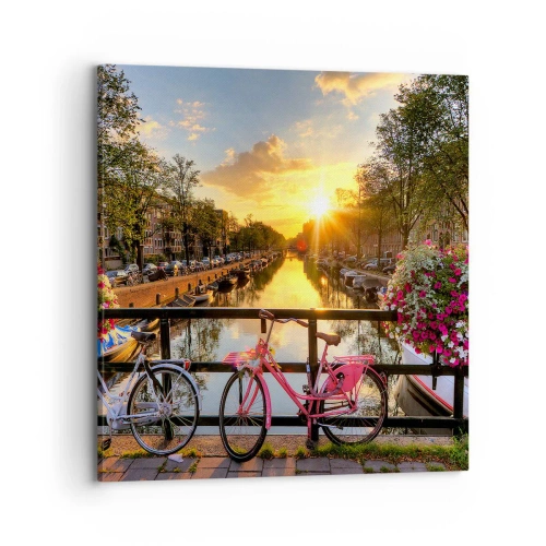 Canvastavla - Bild på duk - Vårmorgon i Amsterdam - 70x70 cm