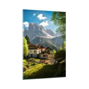 Glastavla - Bild på glas - Alpin idyll - 80x120 cm