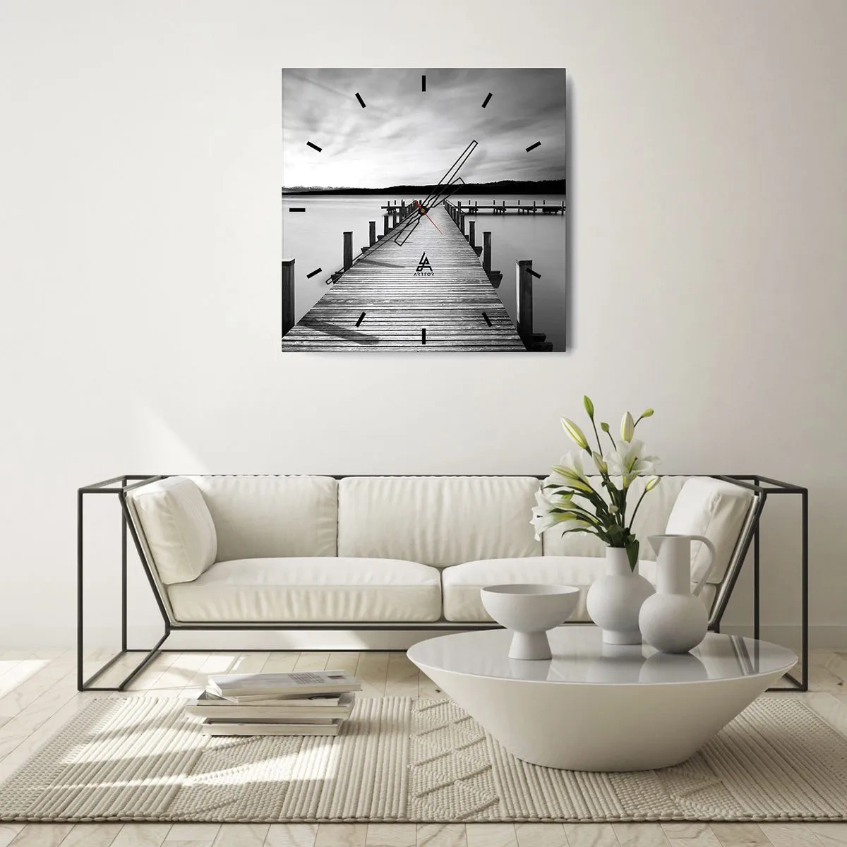 Väggklocka - Klocka på glas - Vattnet - lugnet - 30x30 cm