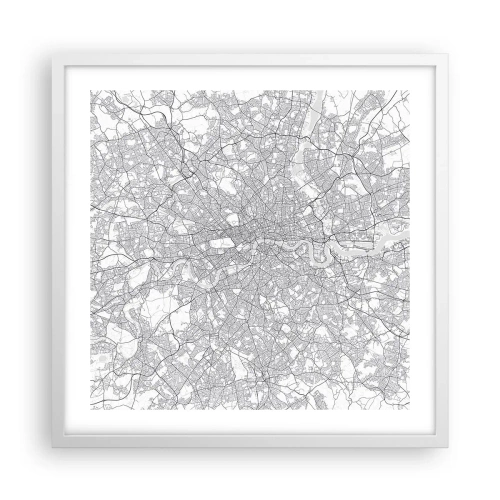 Affisch i vit ram - Karta över London-labyrinten - 50x50 cm