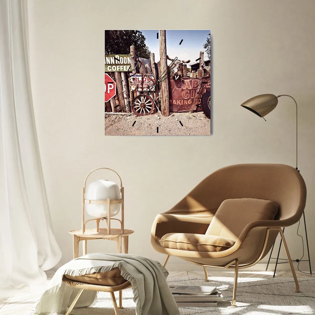 Väggklocka - Klocka på glas - Och tiden står stilla - 40x40 cm