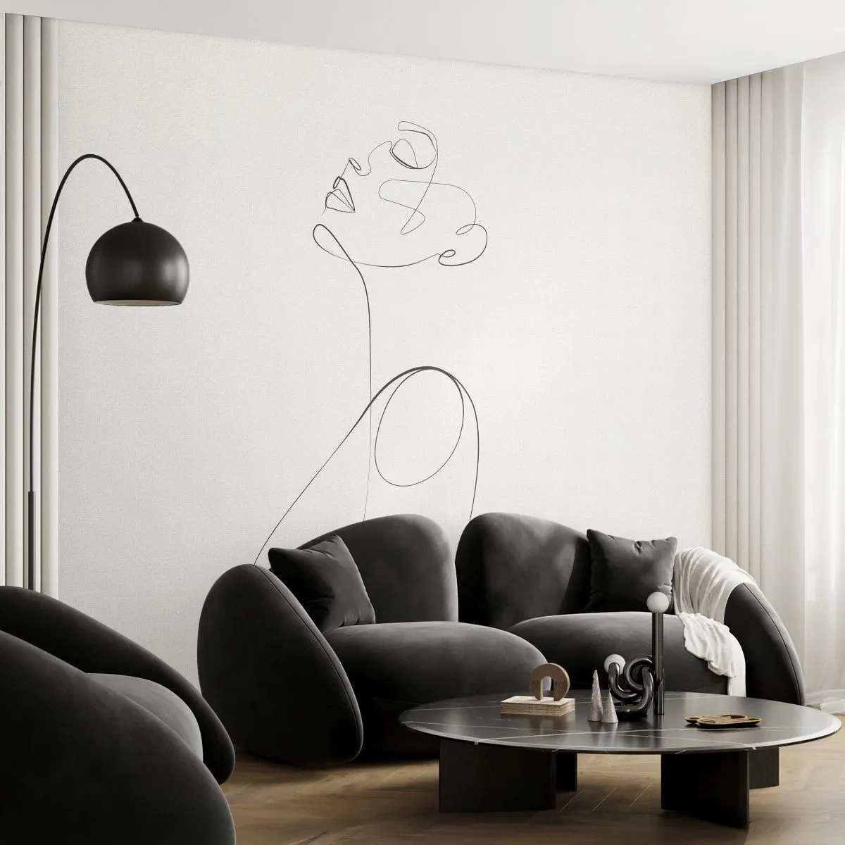 Fototapet Premium Sand - Förvirrad i drömmarna - Kvinna, Grafik, Bit - 350x256 cm