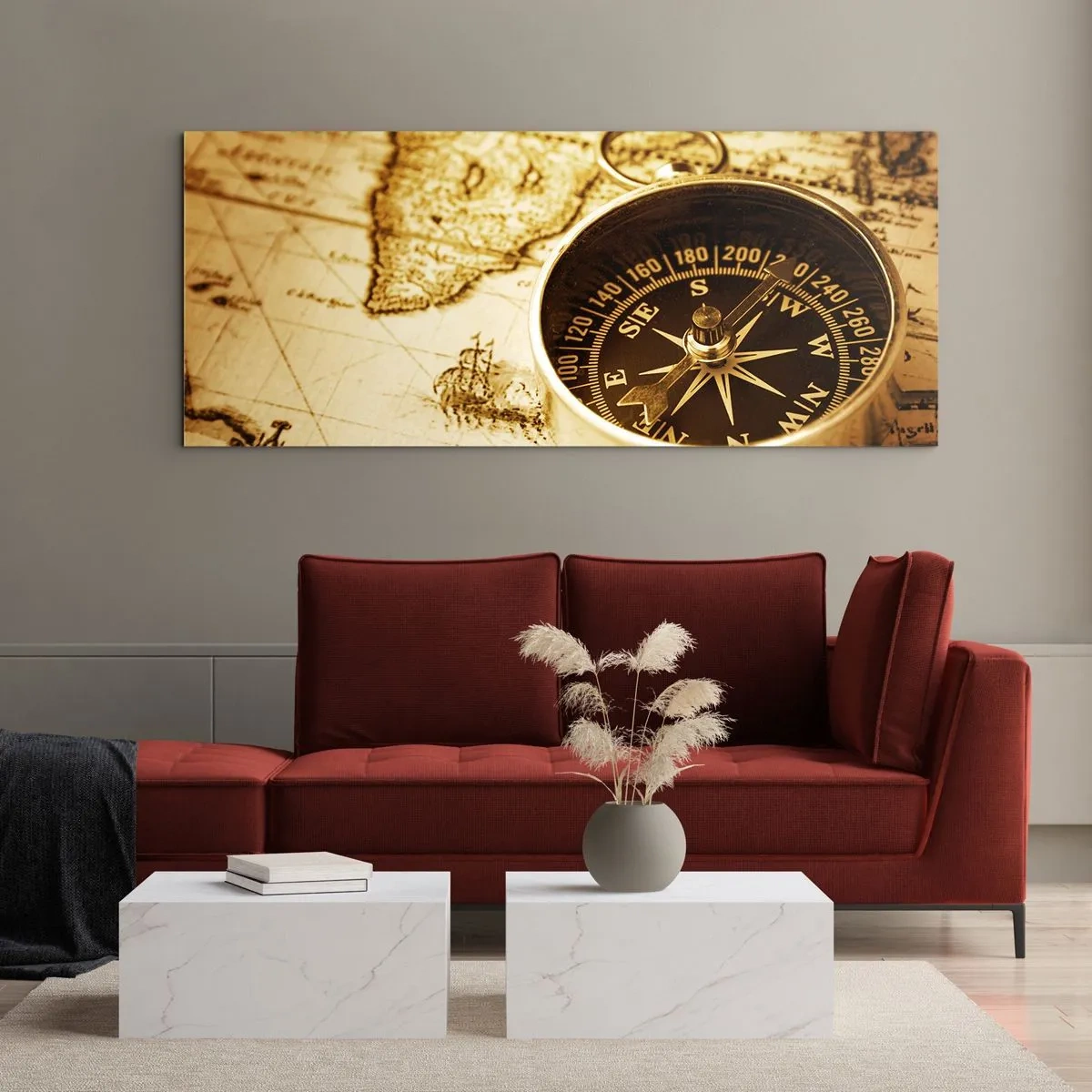 Glastavla - Bild på glas - Västerut eller österut? - 100x40 cm