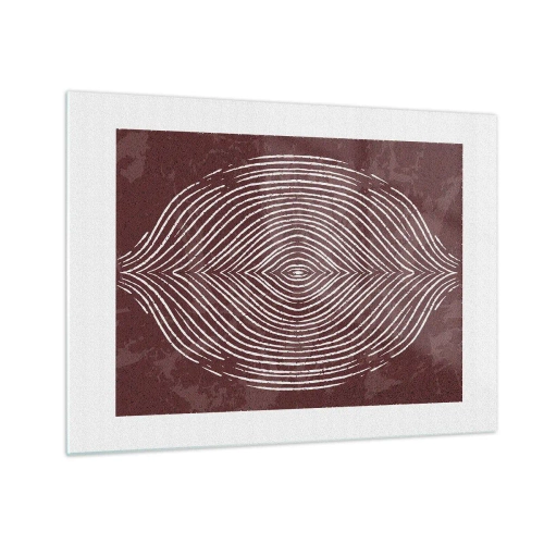 Glastavla - Bild på glas - Symmetriska linjer i form av ett öga på en vinröd bakgrund - 70x50cm - Rymden talar - Modern väggdekoration för vardagsrum och sovrum ARTTOR