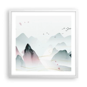 Affisch i vit ram - Över topparna - 50x50 cm